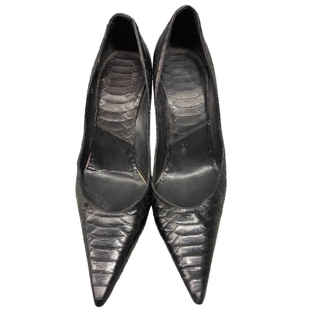 Christian Dior Snakeskin Heels Women's EU 36 Black Pointed Toe Stiletto Vintage